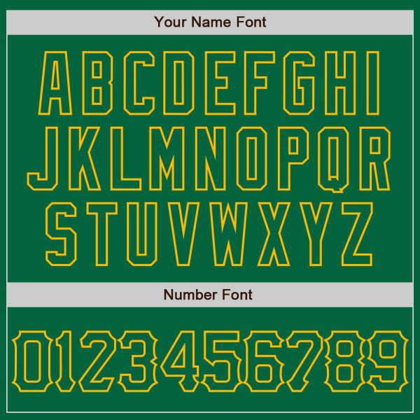 Custom Kelly Green Gold 3D Pattern Design Curve Lines Authentic Baseball Jersey - Image 5