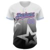 Custom White Light Blue Black-Pink 3D Pattern Design Gradient Style Twinkle Star Authentic Baseball Jersey - Image 2
