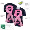 Custom Black Pink-White 3D Pink Ribbon Breast Cancer Performance T-Shirt - Image 2