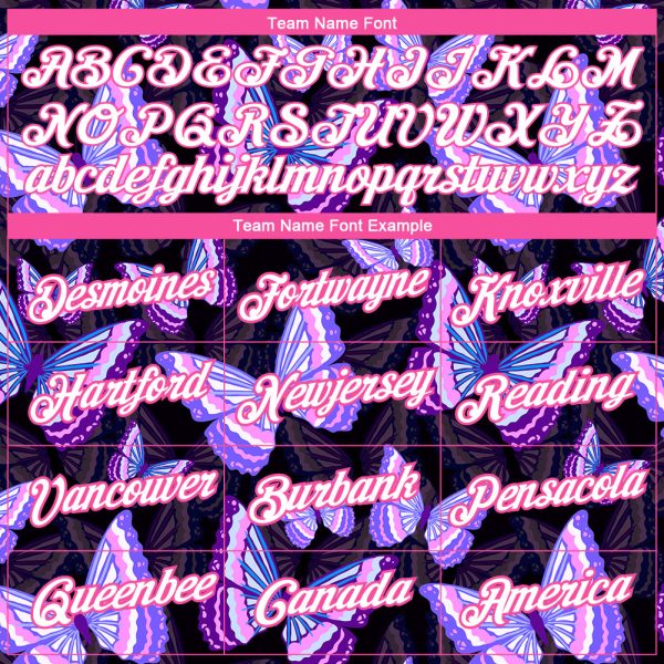 Custom Black White-Pink 3D Pattern Design Butterfly Performance T-Shirt - Image 3