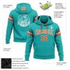 Custom Stitched Aqua Orange-White Football Pullover Sweatshirt Hoodie - Image 2