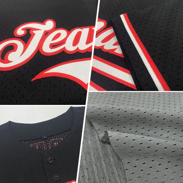 Custom Gray Navy-White Mesh Authentic Throwback Baseball Jersey - Image 2