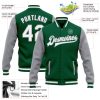 Custom Kelly Green White-Gray Bomber Full-Snap Varsity Letterman Two Tone Jacket - Image 3