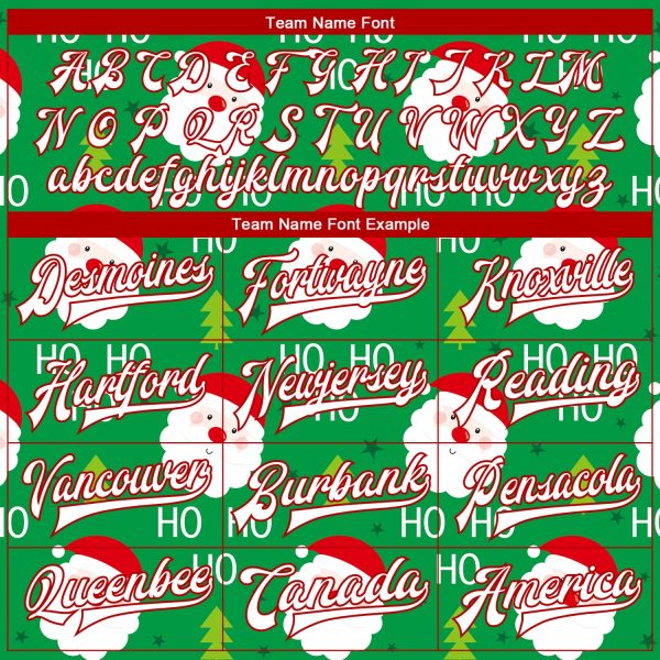 Custom Kelly Green White-Red Christmas 3D Bomber Full-Snap Varsity Letterman Jacket - Image 4