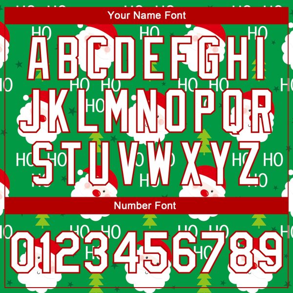 Custom Kelly Green White-Red Christmas 3D Bomber Full-Snap Varsity Letterman Jacket - Image 5
