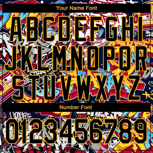 Custom Graffiti Pattern Black-Gold Grunge Urban Street Art 3D Bomber Full-Snap Varsity Letterman Jacket - Image 5