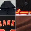 Custom Brown Orange-White Bomber Full-Snap Varsity Letterman Hoodie Jacket - Image 2