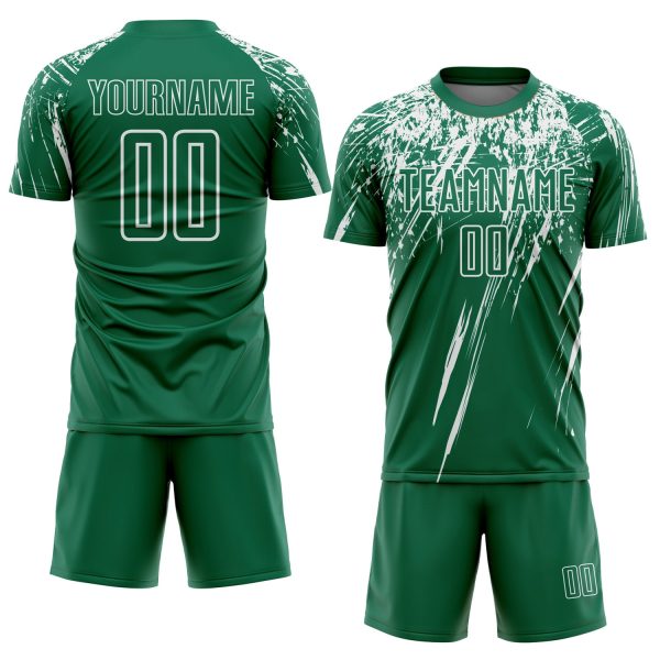 Custom Kelly Green White Sublimation Soccer Uniform Jersey - Image 2