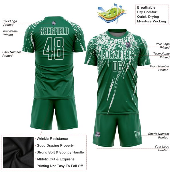 Custom Kelly Green White Sublimation Soccer Uniform Jersey - Image 3