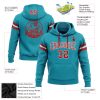 Custom Stitched Teal Red-White Football Pullover Sweatshirt Hoodie - Image 2