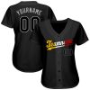Custom Black Black-Gold Authentic Split Fashion Baseball Jersey - Image 2