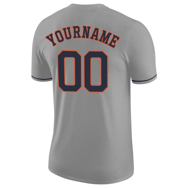 Custom Gray Navy-Orange Performance T-Shirt - Image 6