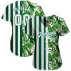 Custom Kelly Green White-Kelly Green 3D Pattern Design Tropical Palm Leaves Authentic Baseball Jersey - Image 2