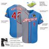 Custom Powder Blue Red-Gray Authentic Split Fashion Baseball Jersey - Image 3